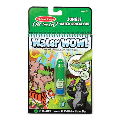 Melissa & Doug Water Wow für unterwegs Wiederverwendbarer Aktivitätenblock zum Ausmalen mit Wasser – Dschungel von Melissa & Doug