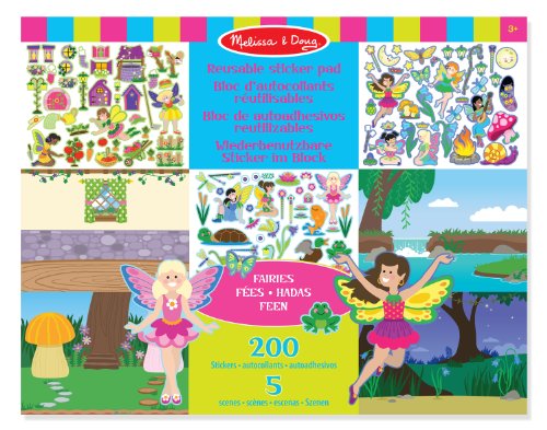 Melissa & Doug Wiederverwendbare Stickerbücher Feen | Reiseaktivitäten für Kleinkinder | Wiederverwendbare Sticker ideal für unterwegs im Auto oder Flugzeug |Kinderbücher Alter 3-4 Jahre von Melissa & Doug