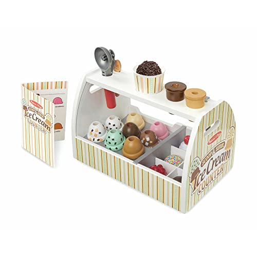 Melissa & Doug Wooden Scoop and Serve Ice Cream Counter (28 pcs) - Play Food and Accessories von Melissa & Doug