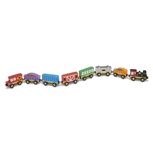 Melissa & Doug Wooden Train Cars 8 Piece Set , Magnetic Wooden Trains & Carriages , Wooden Toys for 3 Year Old Boy Gifts , Toy Train Set , Toddler Toy Train Cars for 3+ Year Old Boys & Girls 3 4 5 6 von Melissa & Doug