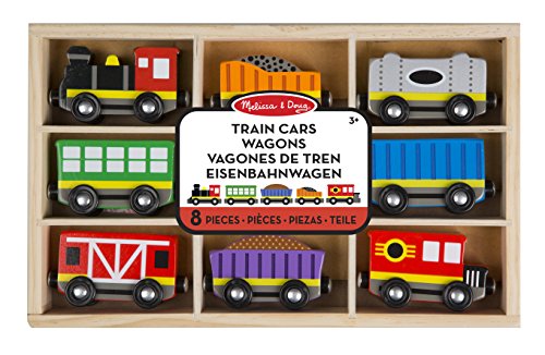 Melissa & Doug Wooden Train Cars 8 Piece Set , Magnetic Wooden Trains & Carriages , Wooden Toys for 3 Year Old Boy Gifts , Toy Train Set , Toddler Toy Train Cars for 3+ Year Old Boys & Girls 3 4 5 6 von Melissa & Doug