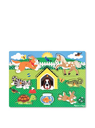 Melissa & Doug Pets Peg Puzzle, 8 Teile, 11.5 x 8.5 cm, Holz, Knob and Pegged, Klassisch, Rätsel, 1 Set, 1 Stück, 3 - 6 Jahre, Anfänger von Melissa & Doug