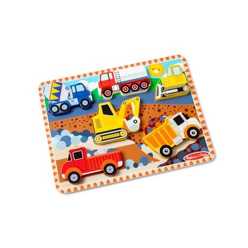 Sablon 3726 - Melissa & Doug - Baustellenfahrzeuge Steckpuzzle 3D (6-teilig), 6 Teile von Melissa & Doug