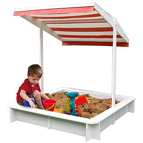 Melko Sandkasten mit Sonnenschutz Sandkiste 120x120x120 cm Sandkiste Kindersandkasten von Melko