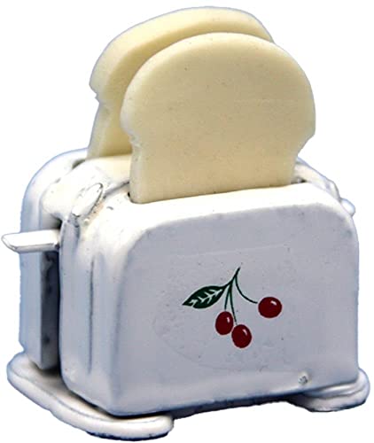 Melody Jane Puppenhaus, weißer Kirsch-Toaster und Brotscheiben, Miniatur-Küchenzubehör von Melody Jane