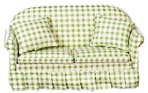 Melody Jane Puppenhaus Grün Gingham Kariert Sofa Miniaturmöbel Wohnzimmer von Melody Jane