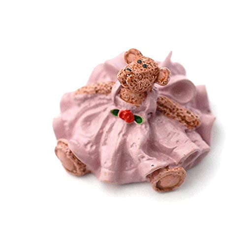 Melody Jane Puppenhaus Klein Teddybär IN Rosa Kleid Kinderzimmer Deko Spielzeug Laden Zubehör von Melody Jane