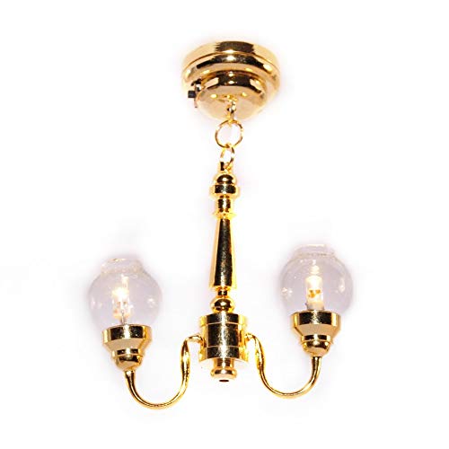 Melody Jane Puppenhaus Messing Doppelt Deckenleuchte Transparentes Glas Kugel Schattierungen LED Beleuchtung Melody Jane Puppenhaus Messing Doppelt Deckenleuchte Transparentes Glas Kugel Schattierungen LED Beleuchtung von Melody Jane