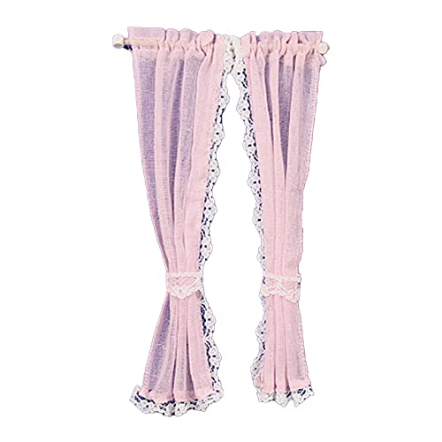 Melody Jane Puppenhaus Pink Durchsichtiger Vorhänge auf Schiene Miniatur 1:12 Maßstab Fenster Zubehör von Melody Jane