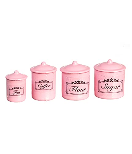 Melody Jane Puppenhaus Pink Kanister Vorratsglas Set 4 Miniatur Küchenzubehör 1:12 von Melody Jane