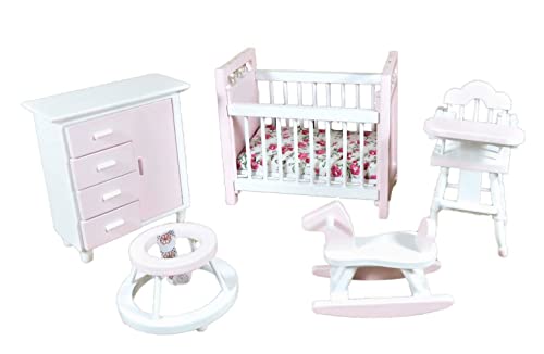 Puppenhaus Pink & Weiß Kinderzimmermöbel Set Miniatur Baby Girl Zimmer von Melody Jane