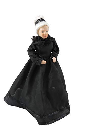 Melody Jane Puppenhaus Viktorianisch Alt Lady Schwarz Abendkleid Porzellan Damen 1:12 Menschen von Melody Jane