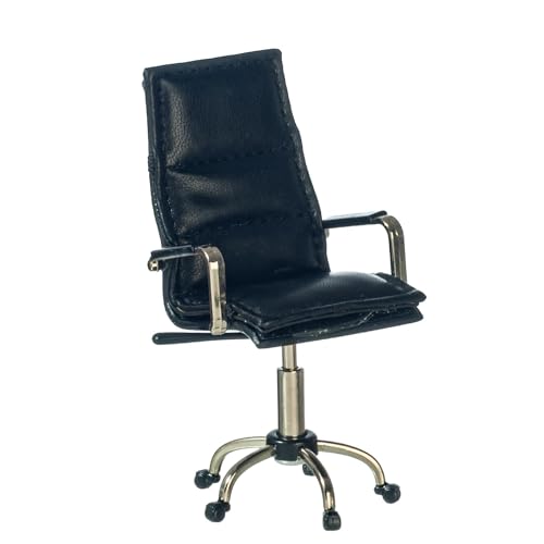 Puppenhaus Bürostuhl Drehstuhl Schwarz & Chrom Miniatur Maßstab 1:12 Möbel Puppenhaus Bürostuhl Drehstuhl Schwarz & Chrom Miniatur Maßstab 1:12 Möbel von Melody Jane