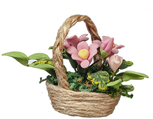Puppenhaus-Korb mit rosa Blumen, Blumen-Display, 1:12, Heim- und Gartenzubehör Puppenhaus-Korb mit rosa Blumen, Blumen-Display, 1:12, Heim- und Gartenzubehör von Melody Jane