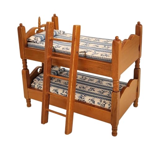 Puppenhaus kleines Etagenbett oder Twin-Betten, Walnussholz, Miniatur, 1:12, Schlafzimmermöbel Puppenhaus kleines Etagenbett oder Twin-Betten, Walnussholz, Miniatur, 1:12, Schlafzimmermöbel von Melody Jane
