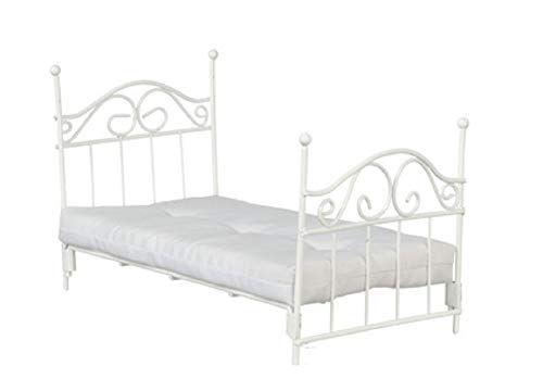 Town Square Miniatures Puppenhaus Miniatur Schlafzimmermöbel Weiß Draht Einzelbett und Matratze Town Square Miniatures Puppenhaus Miniatur Schlafzimmermöbel Weiß Draht Einzelbett und Matratze von Melody Jane