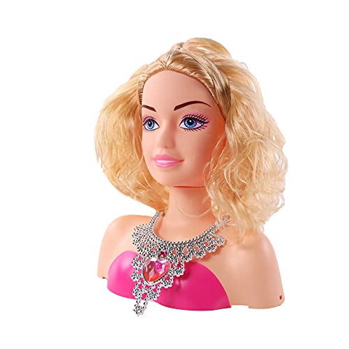 Melody - Blonde Frisierkopf - Melody Fashion - Frisur - 124985 - Rosa - Kunststoff - Zum Ausmalen - Puppe - Kinder Spielzeug - Geburtstag - Puppe - Zubehör - Ab 3 Jahren von Melody City