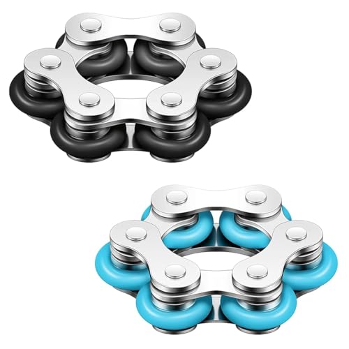 MenYiYDS 2 Pcs Fahrradkette Fingerspielzeug, sechs Rollenkette Fingerspielzeug für ADHD ADD Autismus Relief Angst Erwachsene und Jugendliche von MenYiYDS