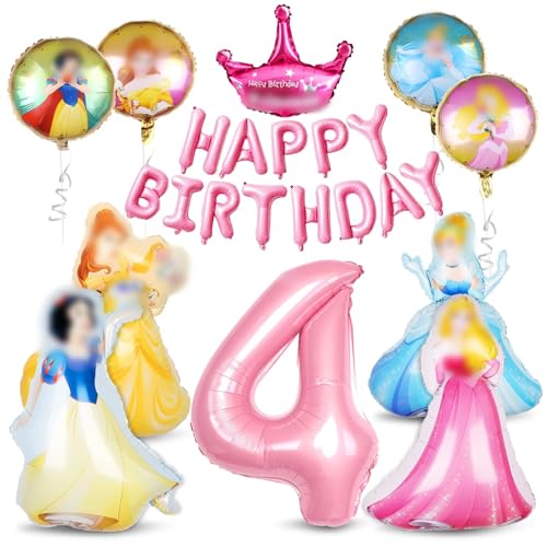 Folienballon 4. Geburtstag Mädchen, Geburtstag Luftballon Rosa, Geburtstag Dekoration, Party Deko, Geburtstag Deko Set, Geburtstag Ballons Helium, Folienballon Geburtstag Kinder von Menelos