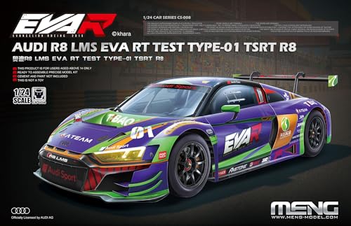 Meng Model 913877 1:24 Audi R8 LMS Eva Rt Test Type-01 Modellbausatz, Einheitsgröße A von Meng Model