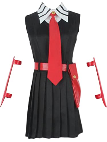 Anime Akame Ga Kill Akame Cosplay Kostüm, schwarzes Kleid mit Bindegürtel, komplettes Set, Halloween (Medium, Schwarz) von MengXin