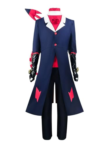 Anime Cos Helluva Boss Blitzo Cosplay-Kostüm, Uniform, Anzug mit Schwanz, Halloween, personalisierbar (Blau, Größe M) von MengXin