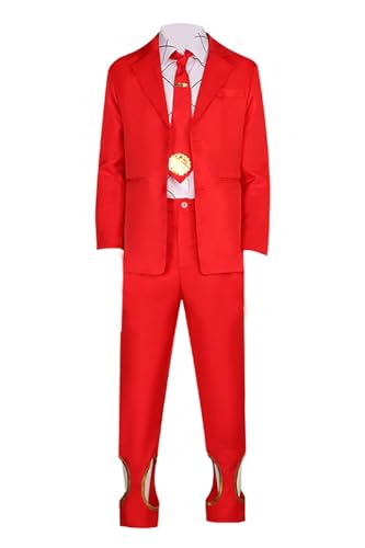 Anime High Card Cosplay Chris Redgrave Kostüm für Herren, rotes Anzug-Set, Oberteil, Jacke, Hose, Krawatte, Uniform (Rot, XL) von MengXin