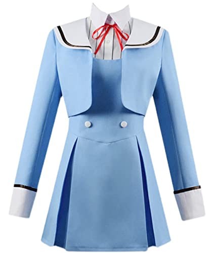 Anime High Rise Invasion Cosplay Kostüm Tenkuu Shinpan Shinzaki Kuon JK Uniform Mädchen Damen Schuluniform (Blau, M) von MengXin