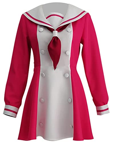 Anime Munou No Nana Hiiragi Nana Cosplay Kostüme Fliege Kopfbedeckung Socken Kleid Uniform (XXXL, L, Rot) von MengXin