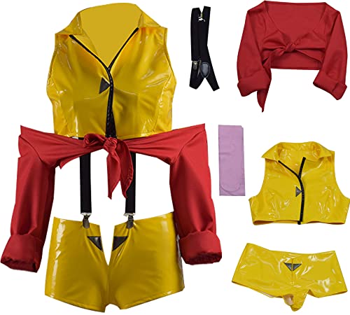 Cowboy Bebop Faye Valentine Cosplay Kostüm Outfit Halloween Anzug, personalisierbar (X-Small, Gelb) von MengXin