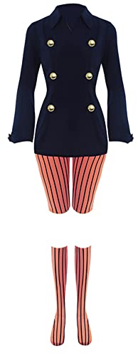 Damen Neferpitou Cosplay Kostüm Dunkelblau Schule College Stil Uniform mit Katzenohren und Schwanz (X-Large, Blau) von MengXin