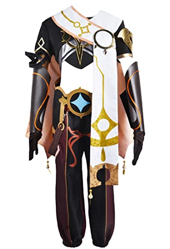 Game Genshin Impact Aether Cosplay Kostüm Uniform Anime Halloween Anzug Outfits Kleidung (Schwarz, L) von MengXin