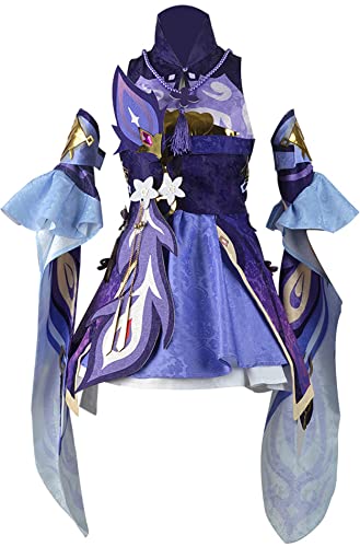 Game Genshin Impact Keqing Cosplay Kostüm Anime Stil Frauen Lila Niedlich Lolita Halloween (X-Large) von MengXin