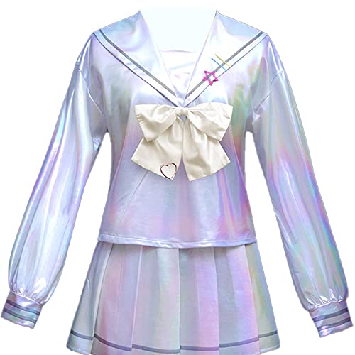 Game Needy Girl Overdose KAngel Cosplay Kostüm Angel-Chan Fancy Dress Lovely JK Uniform (XL, Weiß) von MengXin