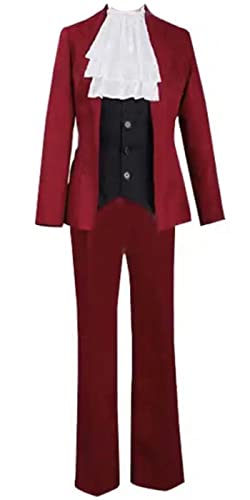 MengXin Anime Ace Attorney Miles Edgeworth Cosplay Kostüm Halloween Anzug personalisierbar (X-Small) von MengXin