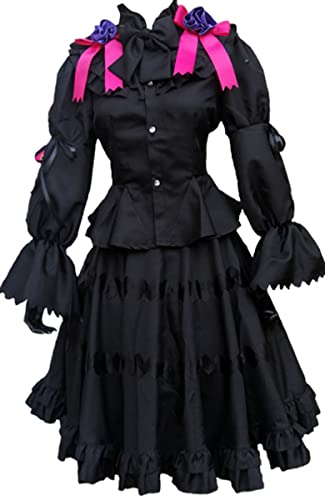 MengXin Anime DATE A LIVE Figur Nightmare Kurumi Tokisaki Gothic Lolita Kleid Cosplay Kostüm (S, Schwarz) von MengXin