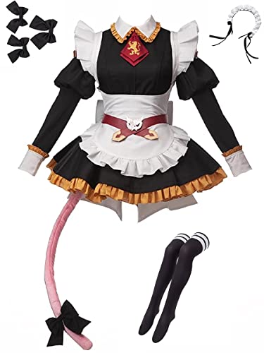 MengXin Anime Fate/Grand Order Fate Apocrypha Rider Astolfo Cosplay JK Schuluniform Dienstmädchen Kleid Anzug Fancy Outfit (Anpassen, Schwarz) von MengXin