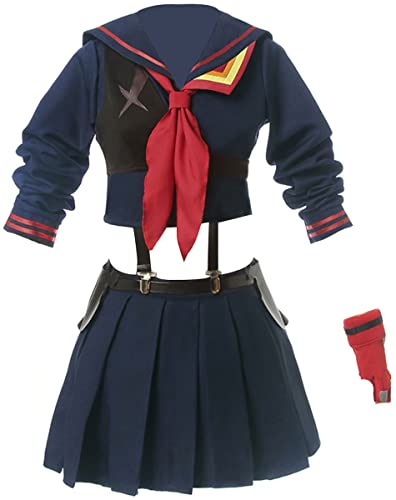 MengXin Anime KILL la KILL Ryuko Matoi Cosplay Kostüm Halloween Frauen Mädchen Party Uniform Kleid (groß, Schwarz) von MengXin