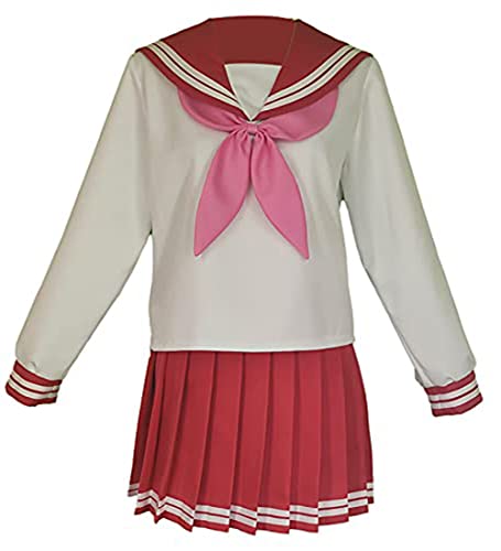 MengXin Anime Lucky Star Izumi Konata Cosplay Kostüm Langarm Matrosenanzug Schuluniform Tops Rock Outfit (Rot, XL) von MengXin