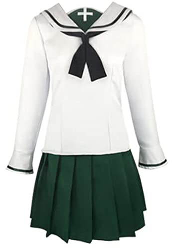 MengXin Anime Mädchen Und Panzer Cosplay Kostüm Schule JK Uniform Kleid Halloween Anpassen (Weiß, XXXL-Large) von MengXin