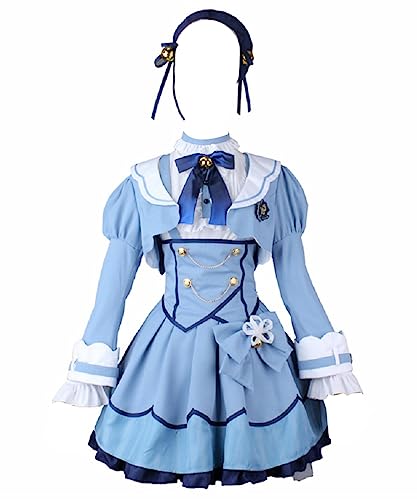 MengXin Anime Vtuber Amamiya Kokoro Cosplay-Kostüm, oviges Kleid, Uniform, Halloween-Party, Rollenspiel, Bühnen-Outfit (Blau, XL) von MengXin