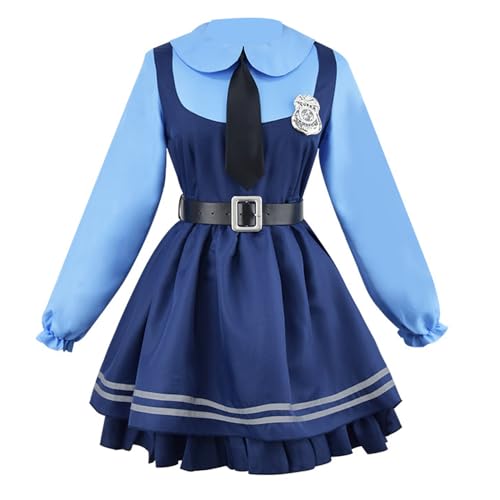 MengXin Anime Zootopia Cosplay-Kostüm, Judy Lolita, Kleid, Uniform, Dienstmädchen-Outfit, Halloween-Party, Verkleidung (Blau, L) von MengXin