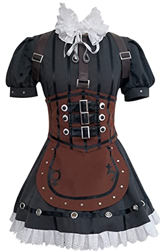 MengXin Game Madness Returns Cosplay Kostüm Dampfkleid Outfit Halloween Anpassen (X-Large, Grau) von MengXin