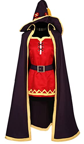 MengXin KonoSuba Megumin Cosplay Hut Umhang Kleid Halloween God's Blessing on This Wonderful World Uniform Outfit (Medium, Schwarz) von MengXin