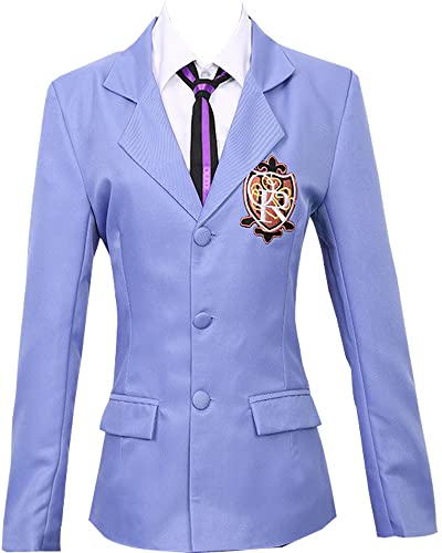 MengXin Ouran High School Host Club Uniform Blazer und Krawatte, Anime Fujioka Haruhi Cosplay Kostüm Halloween (Medium, Violett) von MengXin