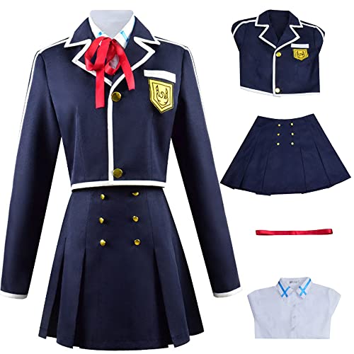 Sword Art Online Yuuki Asuna Cosplay Kostüm Schuluniform Kleid Halloween Anpassen (L, Blau) von MengXin