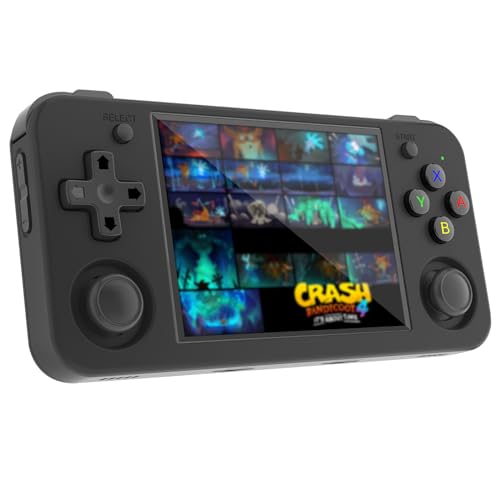 RG35XX H Handheld Spielekonsole,3.5 Inch IPS Screen Linux System mit 5500+ Klassische Spiele, Unterstützt 2.4G Wireless Gamepad und HDMI TV-Ausgang,Pocket Gamer, Schwarz von Mengtech