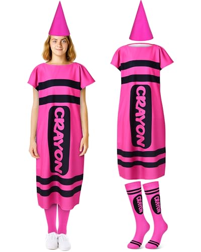 Mepase Halloween-Kostüm für Erwachsene, Halloween-Kreide, Kostüm, Zwergkappe, Strümpfe, für Cosplay, Pink, Größe M, 4 Stück Mepase Halloween-Kostüm für Erwachsene, Halloween-Kreide, Kostüm, Zwergkappe, Strümpfe, für Cosplay, Pink, Größe M, 4 Stück von Mepase