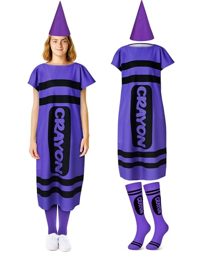 Mepase Halloween-Kostüm für Erwachsene, Halloween-Kreide, Zwergkappe, Strümpfe für Cosplay, Lila, Größe M, 4 Stück Mepase Halloween-Kostüm für Erwachsene, Halloween-Kreide, Zwergkappe, Strümpfe für Cosplay, Lila, Größe M, 4 Stück von Mepase