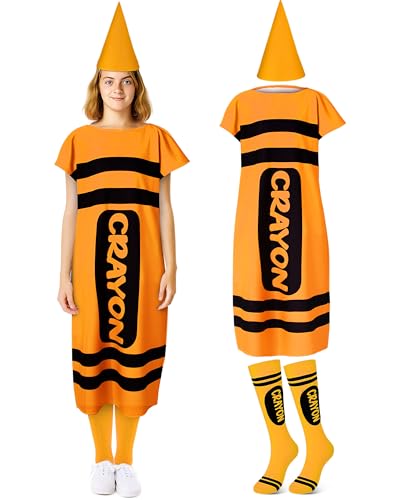 Mepase Halloween-Kostüm für Erwachsene, Halloween-Kreide, Zwergkappe, Strümpfe für Cosplay, Orange, Größe XL, 4 Stück Mepase Halloween-Kostüm für Erwachsene, Halloween-Kreide, Zwergkappe, Strümpfe für Cosplay, Orange, Größe XL, 4 Stück von Mepase
